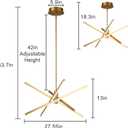 Y'INSP Gold Sputnik Chandeliers Modern LED Linear Chandelier Light 4 Light Pendant Light for Dining Room Foyer Kitchen Island Bedroom Living Room Gold Sputnik Light Fixture, 27.55inch