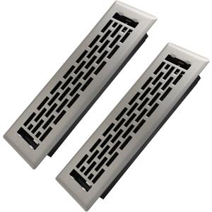 2x10 Inches 2 Pack Heavy Duty Walkable Floor Register - Easy Adjust Air Supply Lever Decorative Floor Vent Covers - Boston Design Vent Covers for Home - Satin Nickel (Satin Nickel 2PCS)