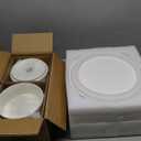 MALACASA 12 Pieces Porcelain Dinnerware Set, Modern White Dish Set for 4, Premium Serving Plates and Bowls Sets, Chip and Scratch Resistant Dishware Sets Kitchen Dishes Dining Ware Set, Series LEAH