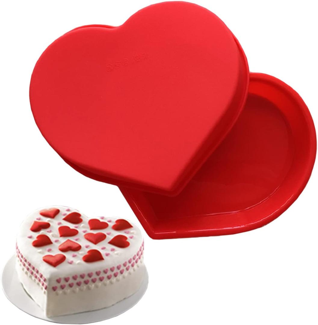Large Heart Silicone Cake Pan Mold Easy Release Chocolate Mold Cake Trays for Valentine's Day Mousse Cake Baking, French Dessert, Jello, Pastry, Brownie, Ice Cube, Soap