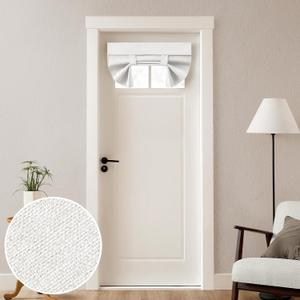 HOMEIDEAS 100% Linen Blackout French Door Curtains, Privacy Small Door Window Curtains, 26 X 20 Inch Shades for Front Window, Thermal Insulated Covering, 1 Panel, White