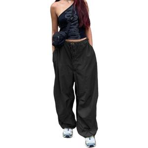 YAHUIUL Cargo Pants Women, Parachute Pants for Women Baggy Low Waist Zipper Y2K Pants Light Baggy Jogger Relaxed, XL