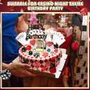 Beeveer 42 Pcs Casino Cake Topper Decorations with Candles Poker Game Chips Player Happy Birthday Cake Pick Set for Las Vegas Scene Birthday Party Decoration