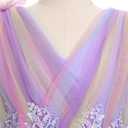IDOPIP Flower Girl Sequin Butterfly Dress for Kids Wedding Bridesmaid Pageant Party Formal Long Lace Maxi Gown Big Princess Birthday Communion Prom Handkerchief Puffy Tulle Dresses Purple 5-6 Years