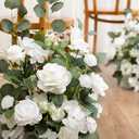 Ling's moment 17.5" Tall Free Standing Artificial Flowers Arrangements 2 pcs Wedding Aisle Runner Chair Decorations White Sage Centerpieces for Ceremony Reception Eucalyptus Rose Floral Party Outdoor