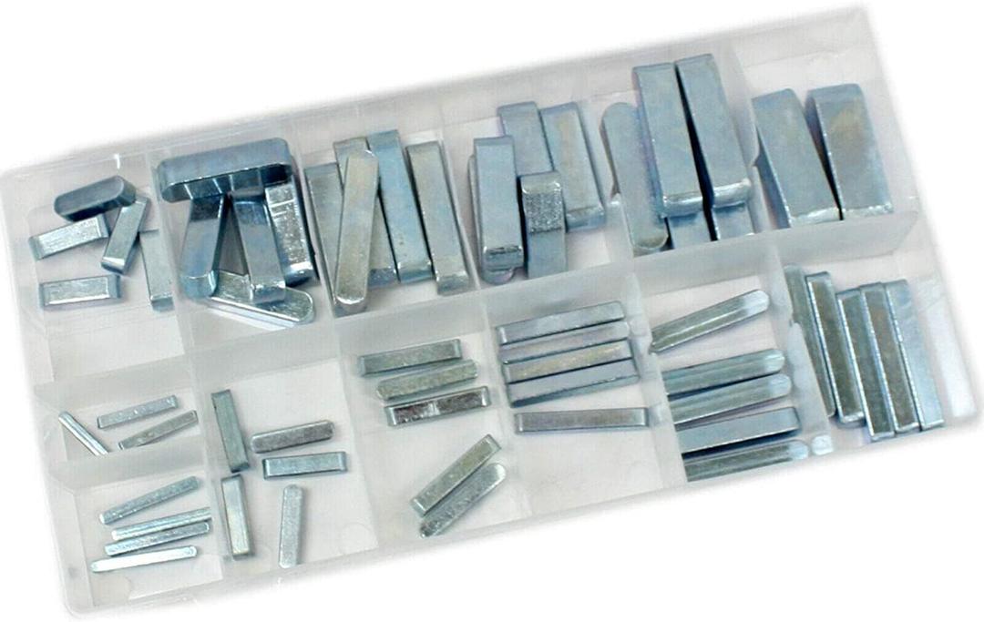 Pulley Keyway Key - Square Key Stock 60pc - Keyway Stock, Keyway Tension, Keyway Blank - Keyway Plastic Box - Flywheel Keys - Pump Shaft Key - 1/4 Key Stock - 3/16 key stock Chrome