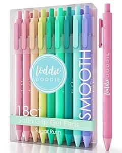 Loddie Doddie Retractable Colored Gel Pens - 18-Pack, 0.7 mm, Coastal Satin - Smooth-Glide Pens for Journaling - Precision Fine Tip Markers - Vibrant Pastel Color Markers for Bullet Journal Supplies