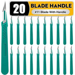 20 PCS Scalpel Blades with #11 Scalpels Surgical Blades,Disposable Blades with Protective Cover,Laboratory Blade-Lab Knives- Carving Blades with Handle-Art Blades Practicing Cutting-Crafts & More