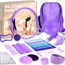 Pilates Ring Set for Women, Pilates Set with Magic Circle, Ball and Resistance Bands, Pilates Kit for Home Workout, Pilates Equipment Set for Strength, Toning and Flexibility (Purple)