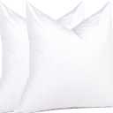 puredown 18 x 18 Decorative Feather Down Throw Pillow Inserts (Set of 2, White) for Sofa, Couch, Bed, Machine Washable