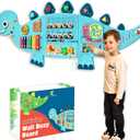 Dinosaur Wall Busy Board with 12 Activities - Wall Toys for Toddlers 2,3,4,5 - Sensory Panel Wooden - Montessori Busy Board Learning Activity Center for Playroom and Classroom (Blue)