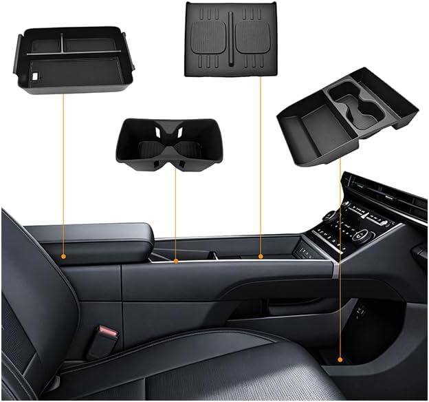 4PCS Center Console Organizer for 2024-2026 Hyundai Santa Fe Accessories, Wireless Charging Mat + Cup Holder Insert + Lower Console Organizer + Center Console Organizer for Santa Fe Accessories