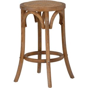 Linon Bronwyn Natural Rattan Seat Bentwood Backless Counter Stool