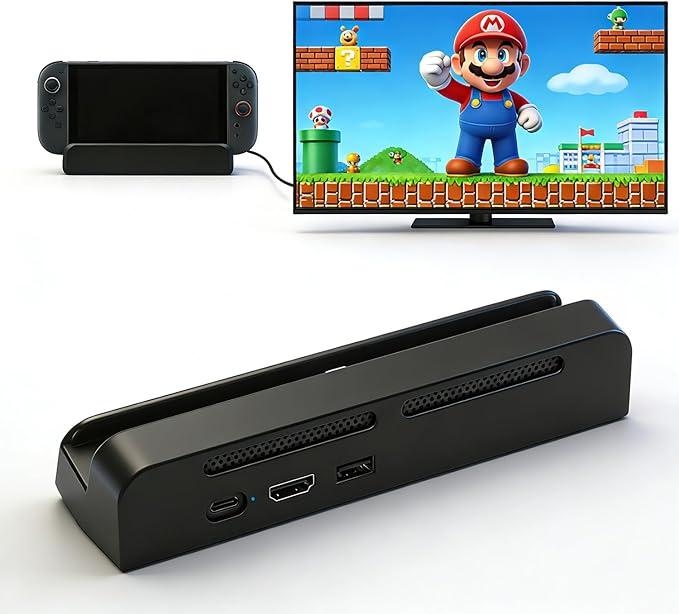 TV Dock Station for Nintendo Switch 2,Switch 2 Dock Replacement with 4K@120Hz HDMI Output USB Port Type C Port for Nintendo Switch 2（Not Support Switch 1）
