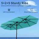 15FT Double Sided Patio Umbrella with Base Included Large Outdoor Market Umbrella with Crank Handle, UV Resistant Canopy, Sturdy Frame for Garden, Poolside, Deck, Aqua Blue