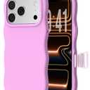 ORNARTO for iPhone 17 Pro Max Case for Women Girls– Cute Wave Edge, Camera Control Button, Shockproof Liquid Silicone Phone Case for iPhone 17 Pro Max 6.9", Cherry Blossom