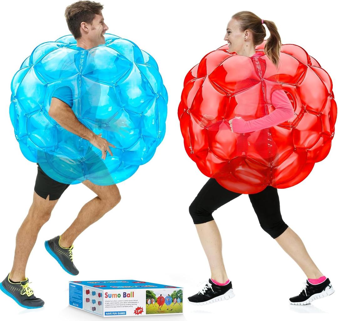 XBEN 36" Inflatable Bumper Balls 2-Pack - Tear-Resistant PVC Human Hamster Ball for Kids/Adults (Height: 29.5 inch,), Giant Zorb Ball for Backyard,Outdoor Team Games/Camping (Red+blue)