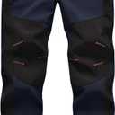 TBMPOY Men's Snow Ski Hiking Pants Waterproof Winter Fleece Lined Pants Camping Skiing Ice Fishing Pants with Belt (X-Large, A1-thick Navy)