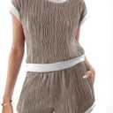 BMJL Womens Two Piece Sets Matching Tracksuits Cap Sleeve Tops High Waisted Summer Lounge Sets Vacation Outfits L