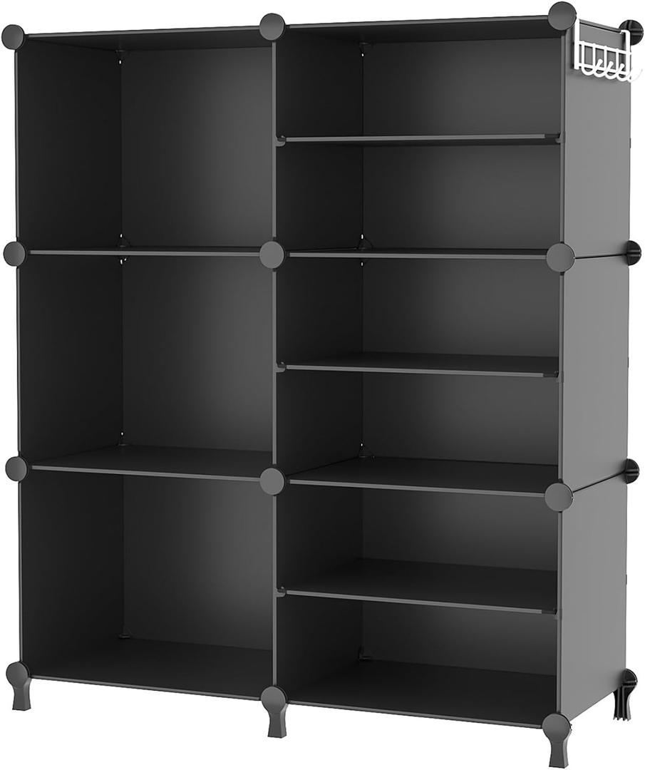 AWTATOS Closet Organizer 6 Cube Storage Shelves Portable Closet Clothes Organizers and Storage Stackable Cubby Shelving for Closet Bedroom Living Room Office Black, 30x40CM