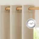 NICETOWN Thick Linen Curtains Privacy with Light Filtering, Grommet Semi Sheer Not See Through Linen Blend Curtain Drapes Vintage & Rustic for Farmhouse / Living Room, Angora, W55 x L84, 2 Panels