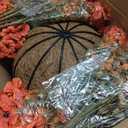 Hananona 24 Pcs Artficial Outdoor Flowers with Hanging Baskets, Orange Fall mums 2 Pack Hanging Planter with Outdoor Fall Flowers for Autumn Porch Garden and Home Patio Yard Decor (2, Orange)