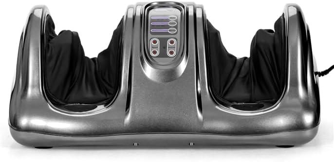 WATERJOY Foot Massager Machine, Shiatsu Kneading and Rolling & Pulsing Foot Massager Stimulates Blood Circulation Deep Kneading for Foot, Ankle, Nerve Pain w/Handle, 4 Massage Modes with Remote (Gray)