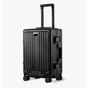 Carry On Luggage 20 Inch, Aluminum Frame Zipperless Luggage, ABS+PC Hard Shell Suitcases, Carry On with Compartment for Short Trips, Suitcase Carry-on TSA Approved (Black)