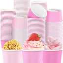 120Pcs Pink Paper Ice Cream Cups 12 oz Disposable Gradient Pink Paper Dessert Snack Bowls Spring Summer Food Yogurt Cup Containers for Food Soup Candies Bride Shower Easter Party Supplies