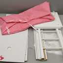 Badger Basket Wooden Doll Bed with Bed Liner, Pillows and Two Storage Baskets - Fits 18" Dolls - Ideal for Pretend Play and Baby Doll Fun - White/Rose Design with Free Personalization Kit