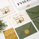 FYSUIMU 50 Pack Baby Shower Thank You Cards Green Baby Cloth Mallard Duck Note Cards with Envelopes Stickers Boxed Greeting Blank Card for Boy Birthday Supplies