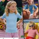 4 Pack Girls Soft Shirts | Short Sleeve, Ribbed, Slim Fit Tops, Crewneck, Cute, Casual, Basic Tee Shirts, Summer, Stretchy, Daily School Wear