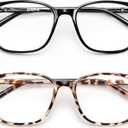 Ultralight Blue Light Glasses for Women - 99% Protection Computer Glasses for All Day Comfort - Anti UV Glare & Eyestrain (Light Black & Leopard)
