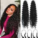 Feather Crochet Hair Extensions for Women 18 Inch 100 Strands Micro Knots Hair Feather Crochet Hair Pre-Separated Invisible Synthetic Curly Deep Wave Crochet Hair(100strands Black)