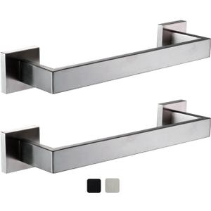 12 Inch Towel Bar 2 Pack for Bathrooms 12/16/20/24/28/32/36 Inch Stainless Steel 304 Brushed Nickel Towel Holder Modern Square Towel Rod Rustproof Wall Mount (2, Brushed Nickel, 12 Inch)