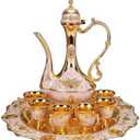 SEEK RARE Large Vintage Turkish Tea Set Coffee Service Set Teapot Sets for Adults Home Party Decor Golden White