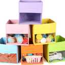 Thyle 3 Pieces Cubes Storage Bins for Kids with Clear Window and Handles Foldable Fabric Cubical Storage Organizer Collapsible Baskets for Closet Organization Box for Nursery Shelves Clothes Toys