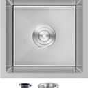 15 x 17 Inch Drop in Kitchen Sink with 1 Faucet Hole, Stainless Steel Topmount Bar Sink Single Bowl Handmade Kitchen Sink, Brushed