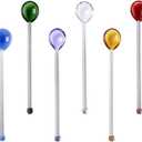 IMIKEYA 6pcs Cocktail Swizzle Stick Glass Cocktail Spoon Long Handle Mixing Scoop Coffee Beverage Drink Stirring Rod Bar for Drinks Milk Tea Cocktai Color Random)