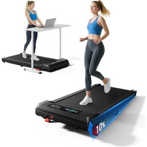 YUEJIQI Walking Pad Under Desk Treadmill with Incline for Home Office, 2.5HP Portable Walking Pad Treadmill with 280 Lbs Weight Capacity, Remote Control, LED Display