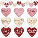 Beeveer 45 Pcs Christian Valentine's Day Decorations Wooden Bible Verse Heart Ornaments Hanging Religious Heart Shaped Valentines Tree Ornament with Rope for Church Gift Wedding Home Decor(Vintage)