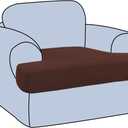 H.VERSAILTEX Stretch T Cushion Chair Sofa Slipcover T Cushion Covers for Living Room Armchair Couch Cover T Cushion Slipcover Seat Cover with Elastic Bands Thicker Jacquard Fabric, Burnt Brick