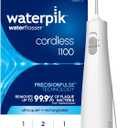 Waterpik Cordless 1100 Rechargeable Portable Water Flosser for Teeth Cleaning and Flossing, Travel, Braces Care, Healthier Gums, Waterproof for Shower, ADA Accepted, WF-30CD White, Packaging May Vary
