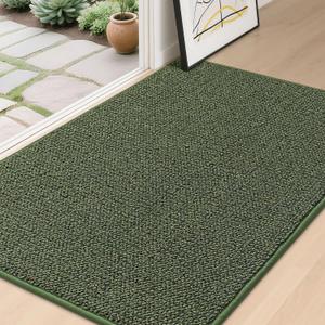 BEQHAUSE Dirt Trapper Door Mat 32" x 48", Non-Slip Washable Doormats Entrance Mat, Dirt Resistant and Absorbent Welcome Mat, Low Profile Floor Mats for Front Back Door and Entryway, Green