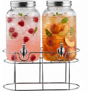 Style Setter Glass BeverageDrink Dispenser Clear Liam Set of 2, 1 Gal