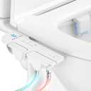 Ultra-Slim 3-in1 Bidet, Warm Water, Self-Cleaning, Posterior&Feminine Wash-(Retractable Dual Nozzles), Non-Electric Bidet Attachment for Toilet Seat, Adjustable Water Pressure, Stainless Steel Inlet