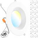 Sunco Lighting 16 Pack Retrofit LED Recessed Lighting 6 Inch, Selectable 2700K/3000K/3500K/4000K/5000K, Dimmable Can Lights, Baffle Trim, 13W=75W, 965 LM, Damp Rated - Energy Star