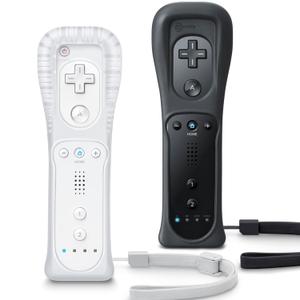 TIANHOO Remote Controller for Wii & Wii U, with Silicone Case and Wrist Strap, 2 pack (White & Black)