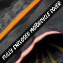 COVERVIN Full Enclosed Motorcycle Cover, 600D Heavy Duty Waterproof Motorcycle Cover, Outdoor UV Protection with Reflective Strips, Fits 108" Harley Honda Yamaha Suzuki, Cruiser, Touring Black