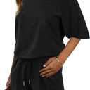 Hilinker Womens Sexy Pajama Set Off Shoulder Top and Shorts Lounge Sets Summer 2 Piece Outfits Black Small (Black, S)